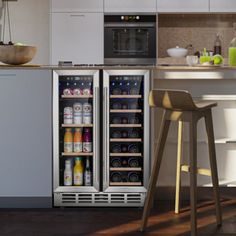 an open refrigerator in a kitchen next to a counter