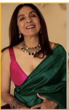 Diwali Outfit Saree, Diwali Saree Ideas, Pujo Outfit Ideas, Neena Gupta Blouse Design, Diwali Saree Outfit, Neena Gupta Blouse, Silk Saree Outfit Ideas, Neena Gupta Saree, Diwali Saree Look