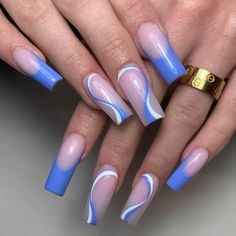 18 Blue Nail Designs that are Classic and Bold Beautiful Dawn Designs Blue Nail Design, Square Gel Nails, Nails Ballerina, Blue And White Nails, Blue Gel Nails, Butterfly Nail Designs, Evil Eye Nails