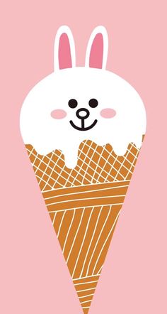 an ice cream cone with a bunny face on it