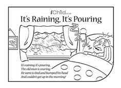 a coloring page for children's reading it's pouring