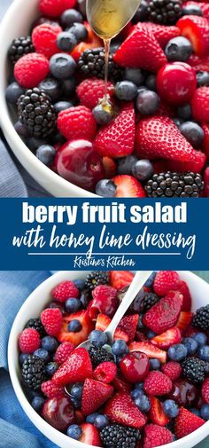 berry fruit salad with honey lime dressing