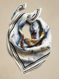 Saw this on Banana Republic: Spring Outfits Casual Chic, Eclectic Clothing, Wardrobe Consultant, Silk Scarf Style, Street Style Fall Outfits, Silk Bandana, Pretty Scarves, French Girl Style, Elegant Shoes