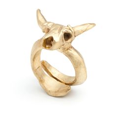 Brass Ring - This ring is created from recycled brass. Available in whole sizes 6-10. Skull On Nails, Cow Ring, Geek Jewelry, Jewelry Showcases, Artful Home, Steampunk Art, Skull Jewelry, Cow Skull, Emo Fashion