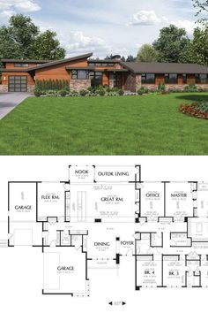 two story house plans with open floor plan and garage