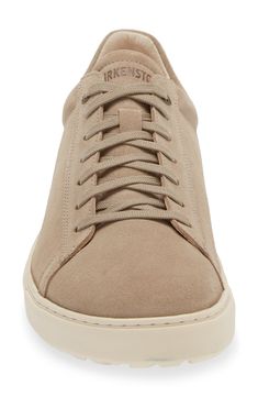 A contoured, cork-textured footbed with a deep heel cup ensures signature support and comfort in a laid-back suede sneaker grounded by a bumper cupsole. Lace-up style Removable, contoured insole with arch support Leather upper and lining/rubber sole Made in Portugal Comfortable Suede Sneakers With Speckled Midsole, Everyday Suede Sneakers With Cushioned Footbed, Everyday Suede Sneakers With Speckled Midsole, Casual Suede Sneakers With Vented Sides, Classic Suede Sneakers With Speckled Midsole, Everyday Suede Sneakers With Textured Sole, Rugged Suede Sneakers For Walking, Rugged Suede Sneakers With Plain Toe, Comfortable Suede Sneakers With Perforated Toe Box