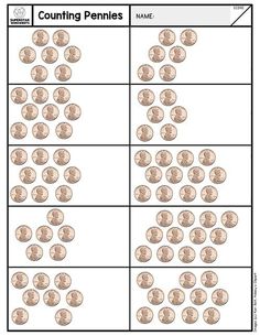 counting pennies worksheet for kids to practice counting and sorting money with coins