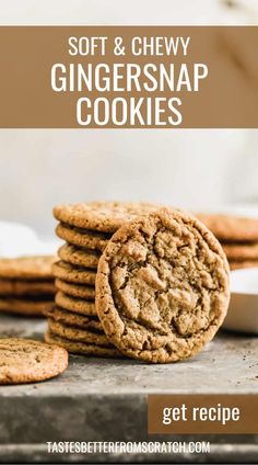 Close-up of soft and crispy gingersnap cookies, an easy and festive holiday recipe. Chewy Gingersnap Cookies, Gingersnap Cookies Chewy, Gingersnap Cookies, Pumpkin Dip, Holiday Cookie Exchange