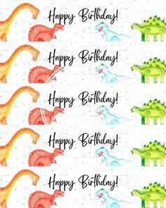 happy birthday card with dinosaurs and balloons