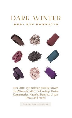 Dark Deep Winter, Deep Winter Makeup, Twilight Winter, Colour Shade Card, Eyeliner Guide, Eye Makeup Guide