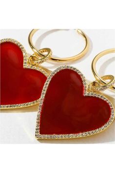 ClaudiaG Red Heart Drop Earrings Valentine's Day Party Pierced Hoop Earrings, Valentine's Day Party Hoop Earrings Pierced, Trendy Single Heart Earring For Valentine's Day, Trendy Heart-shaped Drop Earrings For Anniversary, Trendy Heart Drop Earrings For Anniversary, Trendy Anniversary Heart Drop Earrings, Valentine's Day Party Dangle Hoop Earrings, Single Earring For Valentine's Day, Trendy Heart-shaped Earrings For Anniversary