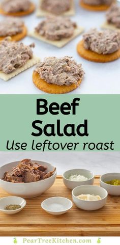 beef salad is an easy appetizer to make with leftover roast and other ingredients