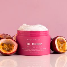 Hi, Butter Is An Ultra Hydrating, Velvety Soft Body Butter Made With All Natural Ingredients. It’s Nourishing Formula Is Enriched With Natural Butters And Oils Like Shea Butter, Mango Butter, And Hempseed Oil That Soften, Smooth And Firm Skin, Leaving Long-Lasting Hydration And Improved Skin Texture. Scent: Exotic Passionfruit With Hints Of Nectarine Ingredients: Deionized Water (Aqua), Organic Shea Butter (Butyrospermum Parkii), Cocoa (Theobroma Cacao) Butter, Mango (Mangifera Indica) Butter, Cetostearyl Alcohol, Alcohol C16-18 Ethoxylated, Ethylene Oxide, Stearic Acid, Organic Sunflower (Heleanthus Annuus) Seed Oil, Grape (Vitis Vinifera) Seed Oil, Sweet Almond Oil (Prunus Amygdalus Du Ncla Beauty, Body Routine, Natural Body Butter, Aesthetic Skincare, Firm Skin, Fruit Peel, Exfoliating Body Scrub, Smell Goods, Sugar Body Scrub