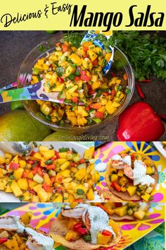 this delicious mango salsa is made with pineapples, avocado, and cilantro