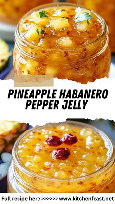 pineapple habanero pepper jelly recipe in a glass jar