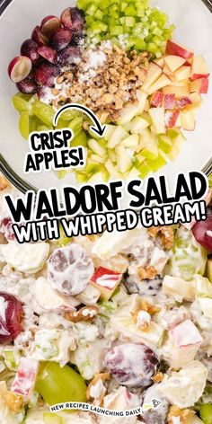 Waldorf Salad Best Waldorf Salad Recipe, Easy Waldorf Salad, American Salad, Classic Waldorf Salad, Strawberry Banana Cheesecake Salad, Grape Salad Recipe, Waldorf Salad Recipe, Apple Salad Recipes, Waldorf Salad