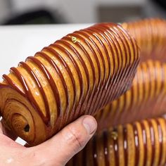 a person holding some kind of wooden object in their hand