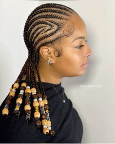 Stitch Braids With Beads, Cornrows With Beads, Hairstyle Braid, Cornrows Natural Hair, Twisted Braid, Cornrows Braids For Black Women, Short Box Braids Hairstyles, Braided Hairstyles For Black Women Cornrows