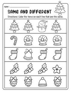 christmas themed worksheet for students to practice the same and different words in their own language