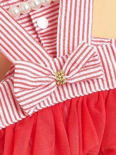 Strip Pattern Pet Lace Dress Red Summer Dress With Bow, Strip Pattern, Pet Dress, Shein Style, Pet Clothes, Stripes Pattern, Fashion News, Lace Dress, Pet