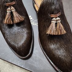 Womens Lucchese Shoes Real Calfhair Tassels On Front Shoes Color:Brown Size:7 Leather Tassel Loafers For Party, Tassel Shoes, Mule Clogs, Mules Shoes, Clogs, Tassels, Women Shoes, Boots, Women Shopping