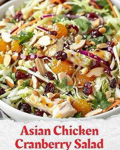 Chicken Cranberry Salad, Chicken Cranberry, Asian Chicken Salad, Asian Chicken Salads, Recipes Asian, Cranberry Salad, Asian Chicken, Coleslaw Mix, Sliced Almonds