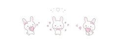 three rabbits with hearts on their backs and one bunny holding the other's back