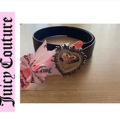 Questions? Leave A Comment Below! Bling Belts, Juicy Couture Accessories, Couture Accessories, Pearl Heart, Juicy Couture Black, Cute Woman, Belts For Women, Juicy Couture, Black Silver