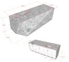 an image of a counter with measurements for the top and bottom section, including height