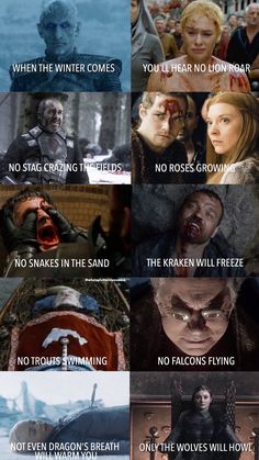 game of thrones memes that are in the middle of each movie, and one is