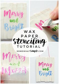 handmade merry and bright wax paper stencils