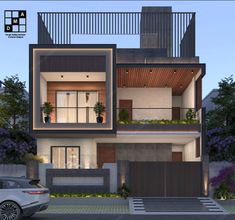 modern elevation Residential Elevation, Elevation Ideas, Facade Ideas, Modern Elevation, Autocad Tutorial, Contemporary Houses, House Balcony