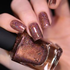 Brown Toe Nails, Toenails Painted, Pretty Fingernails, Holo Nail Polish, Ilnp Nail Polish, Bronze Nails, Dog Poems, Business Nails, Holo Nails