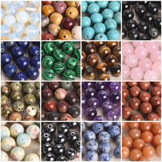 many different types of beads are shown together