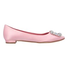 100% Calf Leather Bos Taurus, 28% Silk Satin, 72% Viscose
 Made In Italy Almond Toe
 Front Square Crystal Buckle
 Block Heelmeasurments: Shoes Manolo Blahnik, Manolo Blahnik Hangisi, Square Crystal, Blahnik Shoes, The Color Pink, Manolo Blahnik Shoes, Pink Ballerina, Manolo Blahnik, Girly Girl