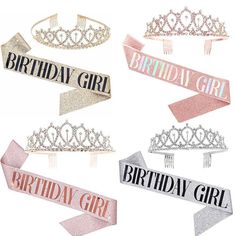 birthday girl tiaras with ribbons and crowns