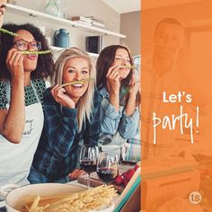 three women and one man are eating together