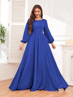 #color_Royal Blue Solid Color Ruched Chiffon Dress, Ruched Chiffon Maxi Dress For Prom, Solid Ruched Maxi Dress With Fitted Bodice, Solid Color Maxi Dress With Ruched Bodice For Prom, Maxi Dress With Ruched Bodice For Prom, Solid Maxi Dress With Ruched Bodice For Prom, Flowy Solid Color Dress With Ruched Bodice, Flowy Solid Dress With Ruched Bodice, Flowy Solid Maxi Dress With Ruched Bodice