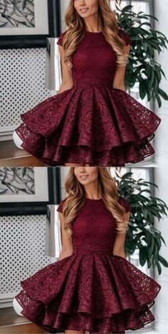 SR1069,A-Line Round Neck Juniors Dresses, Short Red Lace Homecoming Dress · SheRose · Online Store Powered by Storenvy Juniors Dresses Short, Winter Formal Dresses Short, Promotion Dresses, Lace Prom Dresses, Juniors Dresses, Winter Formal Dresses, Prom Girl Dresses, Graduation Dresses, Formal Dresses Short