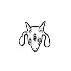 a drawing of a dog with horns on it's head