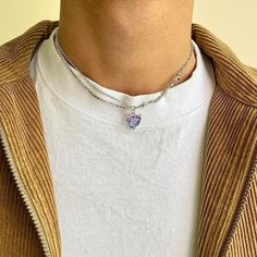 Y2k 2000s Choker Heart Crystal Star Pendant Silver Necklace These Chains Are Unisex :)! Brand New Gem Pendant Necklace, 2000s Choker, Streetwear Jewelry, Necklace Y2k, Gem Pendant, Heart Crystal, Crystal Stars, Mens Accessories Jewelry, Fashion Pieces