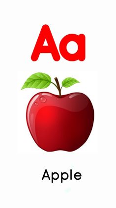 an apple with the letter a in it's uppercase and lowercase letters