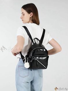 Bird in Bag - Sophisticated Vegan Leather Mini Backpack: Versatile and Stylish Small Shoulder Bag for Women and Girls Trendy Faux Leather Backpack For School, Trendy School Leather Backpack With Zipper Closure, Trendy Faux Leather Shoulder Backpack, Trendy Faux Leather Backpack, Chic School Backpack With Detachable Strap, Casual Faux Leather Backpack With Zipper Pocket, On-the-go Bags For Back To School, Chic School Bags With Zipper Pocket, Chic School Bag With Zipper Pocket