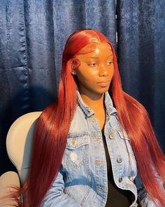 Red Frontal Wig, Red Frontal, Sleek Braid, Skunk Hair, Blonde Highlights On Dark Hair, Dark Hair With Highlights