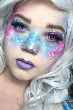 Galaxy Makeup Looks, Extreme Make-up, Carnaval Make-up, Themed Makeup, Halloweenský Makeup, Drag Make-up, Space Princess