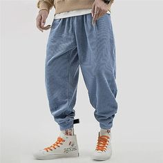 Season:Spring   Fall; Fabric:Polyester; Gender:Men's; Style:Fashion,Sports; Occasion:Casual,Daily,Holiday; Fit Type:Regular Fit; Function:Comfort,Breathable; Waistline:Mid Waist; Pattern:Plain; Design:Pocket; Pants Type:Corduroy Pants,Trousers,Joggers,Dress Pants; Fly Type:Elasticity,Drawstring; Front page:FF; Listing Date:10/30/2023; Hips:; Length:; Waist: Casual Non-stretch Corduroy Bottoms, Non-stretch Corduroy Casual Bottoms, Casual Corduroy Winter Bottoms, Casual Corduroy Bottoms For Winter, Blue Pants For Streetwear, Non-stretch Blue Pants For Streetwear, Non-stretch Blue Winter Pants, Casual Blue Pants For Fall, Blue Hip Hop Pants For Spring