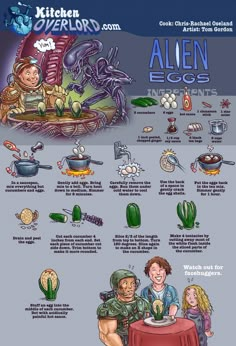 an info sheet describing how to use alien eggs for cooking and other things in the kitchen