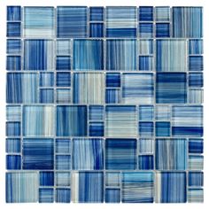 blue and white glass mosaic tile