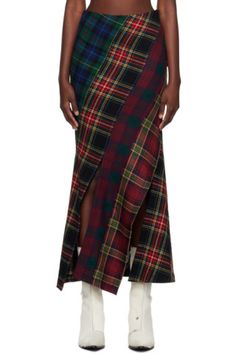 Multi Pattern Outfit, Rave Review, Goth Wardrobe, Red Maxi Skirt, Tartan Fashion, Review Clothing, Pattern Outfits, Twill Skirt, Ruffle Maxi Skirt