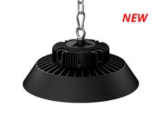 an image of a black light fixture with chains hanging from it's sides and the words new written in red